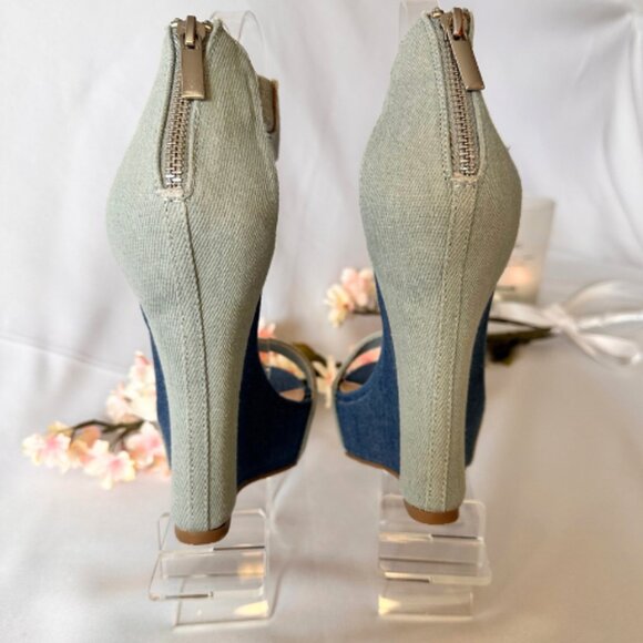 Denim Platform Wedge Sandals - Picture 5 of 9